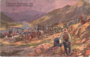 1916 Csapataink Montenegró ellen / Vormarsch gegen Montenegro / WWI Austro-Hungarian K.u.K. military art postcard s: F. Höllerer (EK)