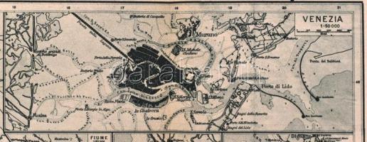 cca 1916 Az Adriai tenger és főbb kikötőinek térképe. Hajtásoknál sérülésekkel. 45x28 cm