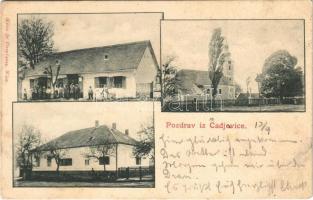 1901 Cadavica, Cadjevice, Csagavica, Zagiotschau; templom, üzlet. Weiss & Dreykurs / church, shop
