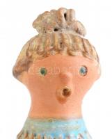 Kiss Roóz Ilona (1920-2010): Asszony, Mázas kerámia, kézzel festett, jelzett, hibátlan, m: 22 cm