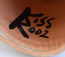 Kiss Roóz Ilona (1920-2010): Asszony, Mázas kerámia, kézzel festett, jelzett, hibátlan, m: 22 cm