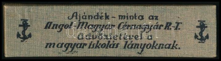 Angol-Magyar Cérnagyár Rt. papírdoboza üdvözlő levéllel, minta nélkül