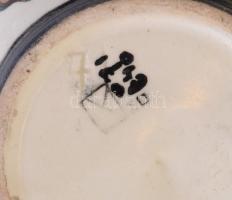 Keramos váza, kerámia, kézzel festett, jelzett, 1920-25 körül, repedésekkel, m: 23 cm