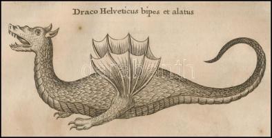 1682 Földalatti fantázia állatok, szörnyek rézmetszetű képe. Athanasius Kircher Mundus subterraneus,...