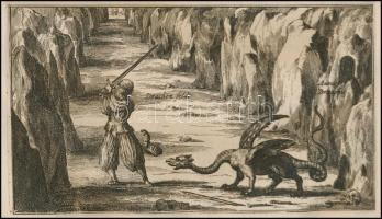 1682 Földalatti fantázia állatok, szörnyek rézmetszetű képe. Athanasius Kircher Mundus subterraneus,...