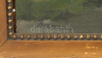 Karády jelzéssel: Libapásztorlány. Olaj, karton. Fa keretben. 22x26 cm