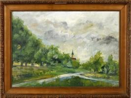 Olvashatatlan jelzéssel: Erdőszéle. Olaj, farost. Kissé sérült fa keretben. 48×67 cm
