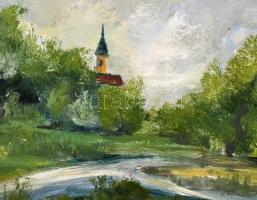 Olvashatatlan jelzéssel: Erdőszéle. Olaj, farost. Kissé sérült fa keretben. 48×67 cm