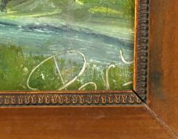 Olvashatatlan jelzéssel: Erdőszéle. Olaj, farost. Kissé sérült fa keretben. 48×67 cm