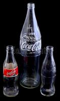 3 db Coca-Colás üveg, m: 20 cm, 20,5 cm, 34 cm