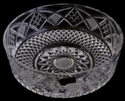 Lausitzer Glass ólomkristály kompótos tál és 6 db kompótos csésze, metszett, matricával jelzett, a t...