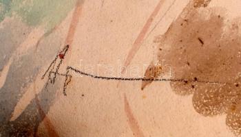 Azonosítatlan jelzéssel: Akt, akvarell, papír. Jelzett. 85x60 cm