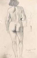 Azonosítatlan német vagy osztrák grafikus: Akt tanulmányok 7 db A/3 és nagyobb méretű rajz. Ceruza, ...
