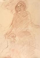 Azonosítatlan német vagy osztrák grafikus: Akt tanulmányok 7 db A/3 és nagyobb méretű rajz. Ceruza, ...