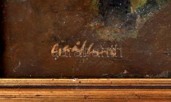 Gaál Imre Péter (1921-2013): Utcarészlet. Olaj, farost, jelzett, fa keretben, 40x48 cm