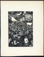 Frans Masereel (1889-1972): Vásárban. Fametszet, papír, jelzett a fametszeten, 16,5×11,5 cm