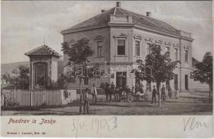 1903 Jaska, Jastrebarsko; Josip Rutnik üzlete, lovaskocsi / trgovina / shop (fl)