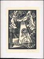 Fáy Dezső (1888-1954): Angyali áldás. Fametszet, papír, utólagos jelzéssel, kartonra ragasztva, 19,5×13,5 cm