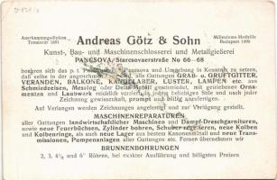 Pancsova, Pancevo; Götz András és fia mű-, épület- és géplakatos műhelye és fémöntöde, reklám / Kuns...