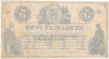 1852. 5$"Kossuth bankó"  "B" sorozat, piros "2755" sorszámmal T:III 
...