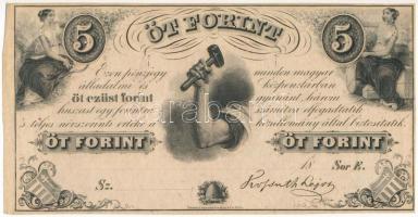 1852. 5Ft Kossuth bankó kitöltetlen E sorozat T:I-  Hungary 1852. 5 Forint without date and serial number, E series C:AU Adamo G124