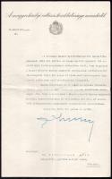 1929 Bp., Klebelsberg Kunó (1875-1932) vallás- és közoktatásügyi miniszter aláírása Hillebrand Jenőnek (1884-1950) antropológusnak küldött levélen
