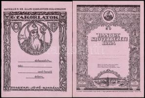 cca 1930 4 db új állapotú iskolai füzet klf borítókkal