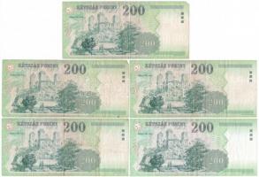 Vegyes: 1945. 1000P + 10.000BP + 1998. 200Ft (5x) "FC", "FD", "FE", &q...