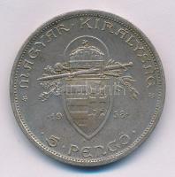 1938. 5P Ag "Szent István" T:2 Hungary 1938. 5 Pengő Ag "Saint Stephen" C:XF Ada...