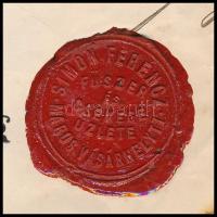 cca 1898 Marosvásárhely, fejléces levél, okmánybélyeggel, viaszpecséttel, hátulján hirdetéssel