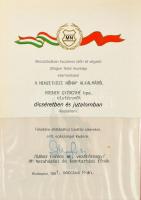 cca 1980-1985 9 db szocialista dicsérő oklevél + aranygyűrűt adományozó oklevél