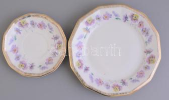 Haas & Czjczek reggeliző készlet mokás csészével. Részben kézzel festett, jelzett, kopásokkal