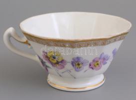 Haas & Czjczek reggeliző készlet mokás csészével. Részben kézzel festett, jelzett, kopásokkal