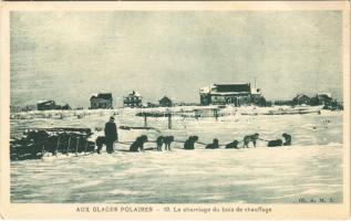 Greenland, Aux Glaces Polaires, Le charriage du bois de chauffage / polar ice, winter, dog sled (EB)