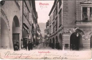 1905 Merano, Meran (Südtirol); Laubengasse / street, shops (EK)