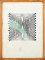 Szeles Zsuzsa: Geometrikus formák. Tus, papír, jelzett. 28x21 cm Üvegezett keretben.