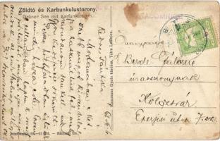 1916 Tátra, Magas-Tátra, Vysoké Tatry; Zöld-tó és Karbunkulus-torony. Kuszmann Gyula kiadása / Grüne...