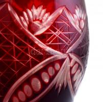 Vörös ólomkristály váza. Hibátlan. 24,5 cm