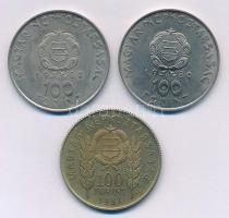 1980. 100Ft Ni "Szovjet-magyar közös űrrepülés" (2x) + 1981. 100Ft Cu-Ni "Bulgária 13...