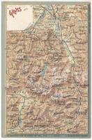 Salzburg. Aus Leuzinger's Reise-Reliefkarte von Tyrol No. 18. A. Edlinger's Verlag / map. litho