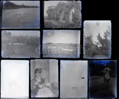 Vegyes régi üvegnegatív tétel vegyes témában (vitorlások, állatok, ház. stb.), 18 db, 6,5×9 cm