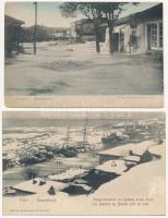 Ruse, Rousse, Russe, Roustchouk, Rustschuk; - 4 pre-1945 postcards (ice flow, flood)