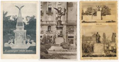 20 db RÉGI magyar város képeslap katonai hősi szobrokkal / 20 pre-1945 Hungarian town-view postcards...