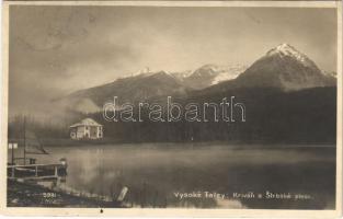 Tátra, Magas-Tátra, Vysoké Tatry; Kriván a Strbské pleso / Kriván és Csorba-tó / lake, mountain peak. J. Ossko (EK)