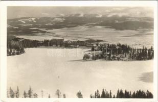 1953 Tátra, Magas-Tátra, Vysoké Tatry; Strbské pleso pozadí Nizké Tatry / Csorba-tó / lake in winter (EB)