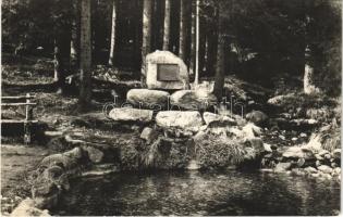 Tátraszéplak, Tatranska Polianka, Westerheim  (Tátra, Magas-Tátra, Vysoké Tatry); Pamatnik J. Wolkera / emlékmű / monument