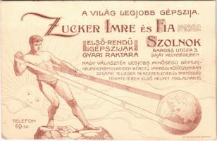 Szolnok, Zucker Imre és fia elsőrendű gépszíjak gyári raktára, reklám. Czettel és Deutsch / Hungarian machine belt factory warehouse advertisement (non PC)