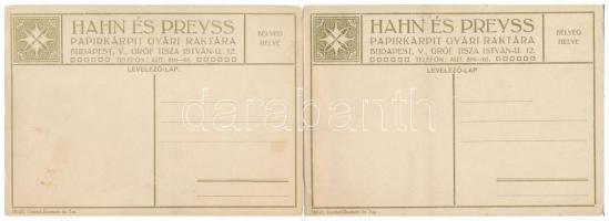 2 db RÉGI magyar reklám motívum képeslap: Hahn és Preyss papírkárpit gyári raktára. Budapest, Gróf T...