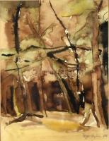Végvári Magdolna (1951-): Ősz színei. Akvarell, papír, jelzett. Hátoldalán autográf felirattal. Üvegezett fa keretben. 29,5x22,5 cm. Jótékonysági árverés a Házat-Hazát Alapítvány otthonteremtési programjának támogatására.