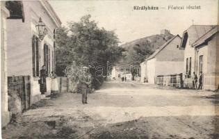 Királyháza, Korolevo, Královo nad Tisou; Fő utca, üzlet, vár / main street, shop, castle (ázott / wet damage)